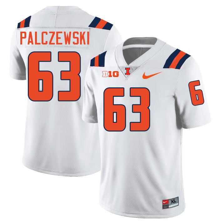 #63 Alex Palczewski Illinois Fighting Illini Football Jersey,Uniforms-White